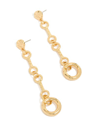 Gold Plated Molten Chain Long Drop Earrings - link has visual effect only