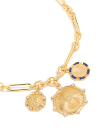 Gold Plated Paperclip Chain Charms Necklace - link has visual effect only