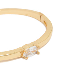 Gold Plated Cubic Zirconia Inlay Hinged Bangle - link has visual effect only