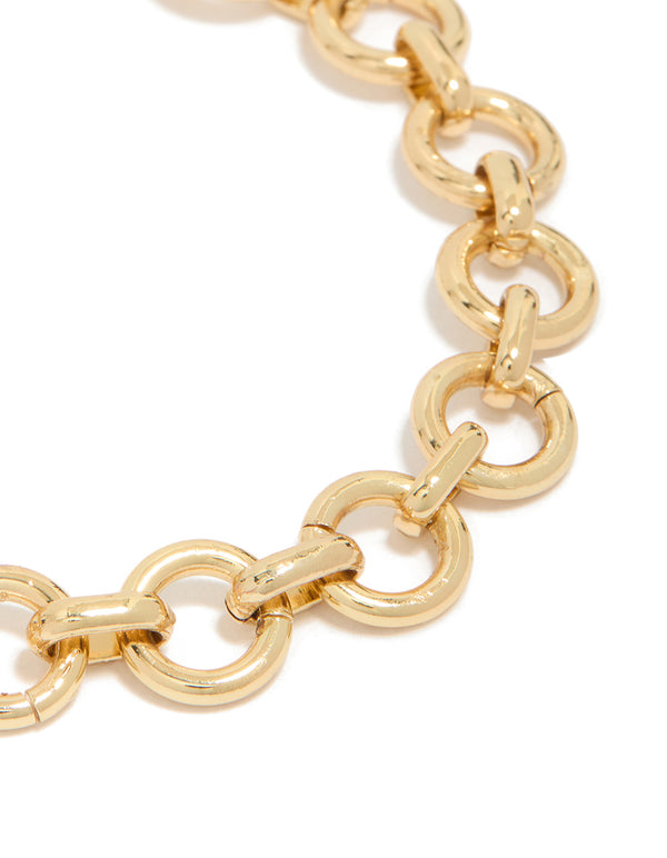 Gold Plated Statement Circle Link Bracelet