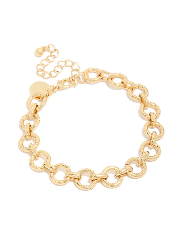 Gold Plated Statement Circle Link Bracelet