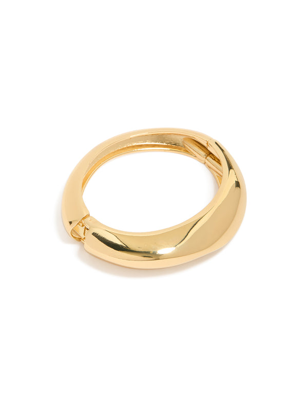 Gold Plated Thick Organic Chunky Bangle