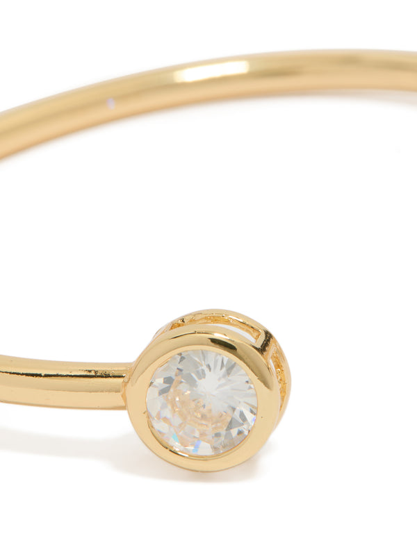 Gold Plated Cubic Zirconia Open Wrist Cuff