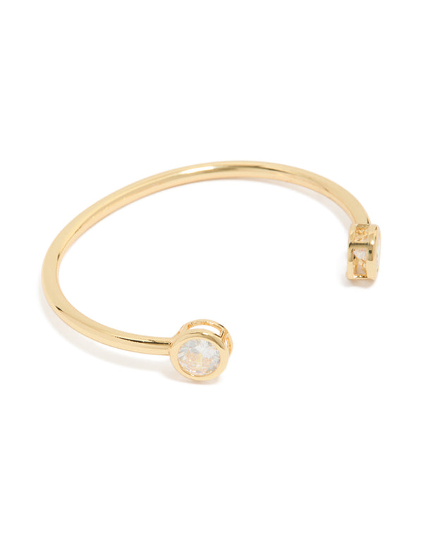 Gold Plated Cubic Zirconia Open Wrist Cuff