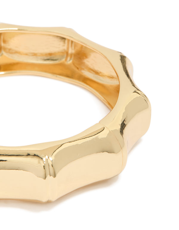 Gold Plated  Bamboo Statement Bangle