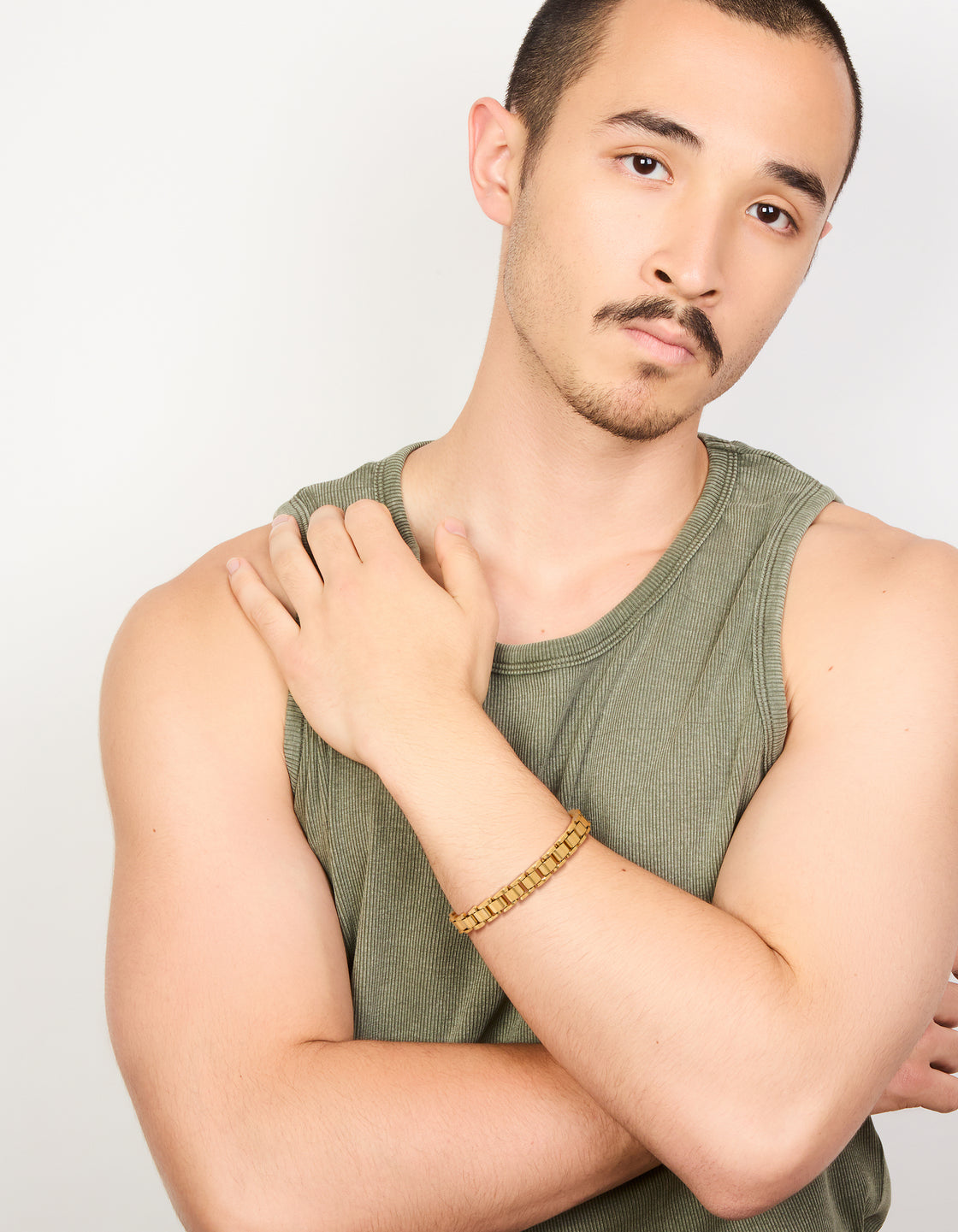 Mens Waterproof Gold Plated Stainless Steel Chain Link Watch Bracelet
