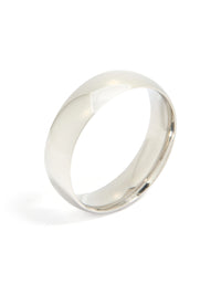 Designed with stainless steel, this mens waterproof smooth band ring in silver side detail view - link has visual effect only
