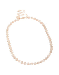Rose Gold Plated Cubic Zirconia Flower Necklace - link has visual effect only