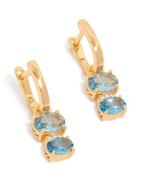 Gold Plated Light Blue Cubic Zirconia Circles Huggie Earrings - link has visual effect only