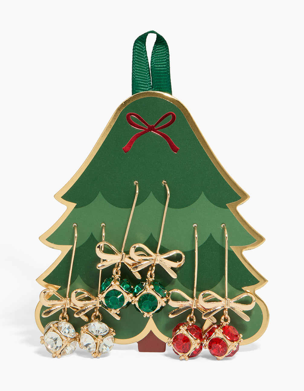 Gold Multicoloured Bauble Bow Earrings 3-Pack