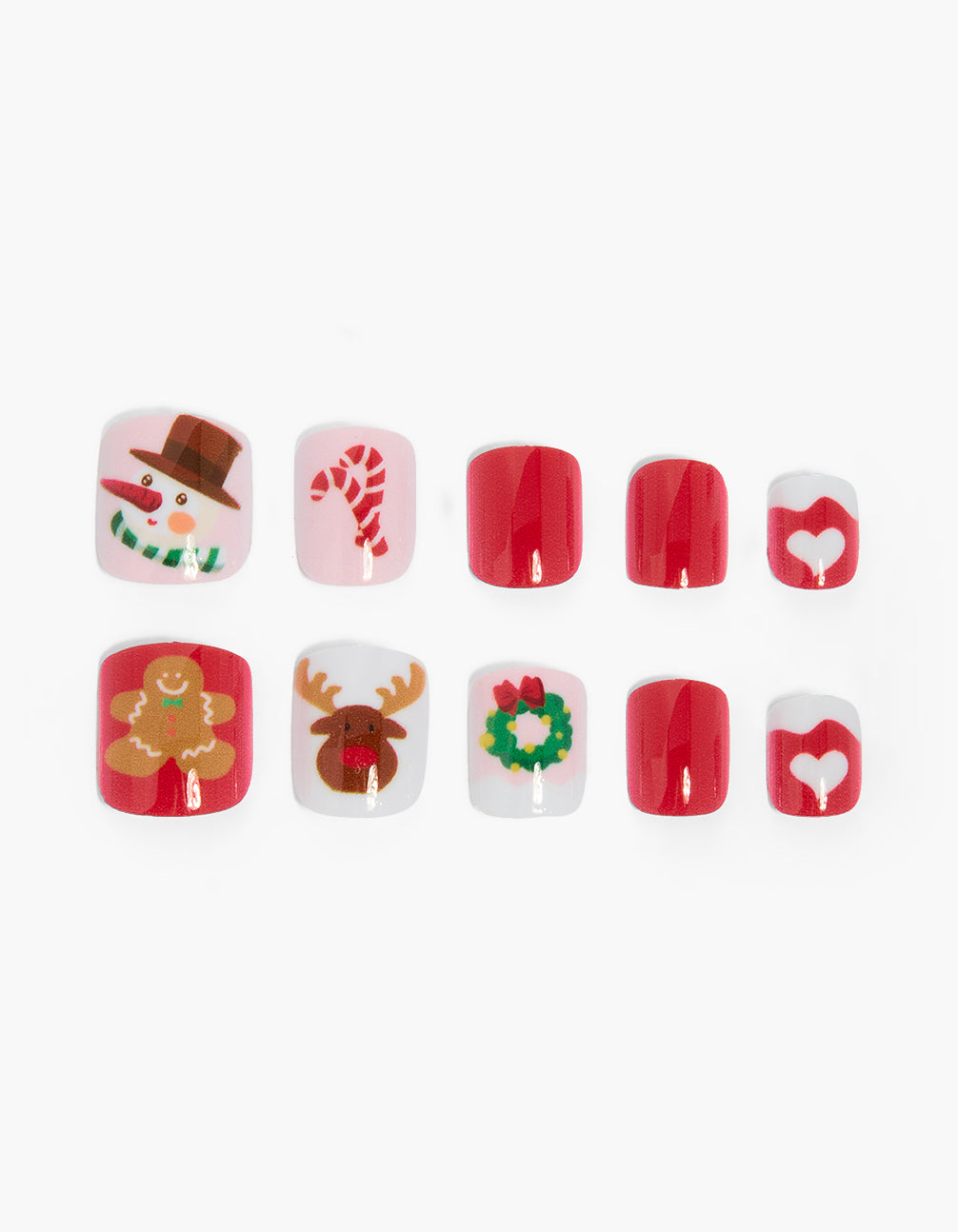Santa Reindeer & Snowman Press On Nail Set