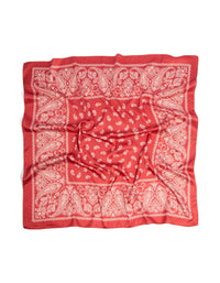 Red classic paisley fabric scarf front view - link has visual effect only