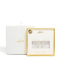Designed with stainless steel cubic zirconia mixed drop hoop earrings 3-pack featuring crystal waterproof material and stud closure in silver and clear close up view - link has visual effect only
