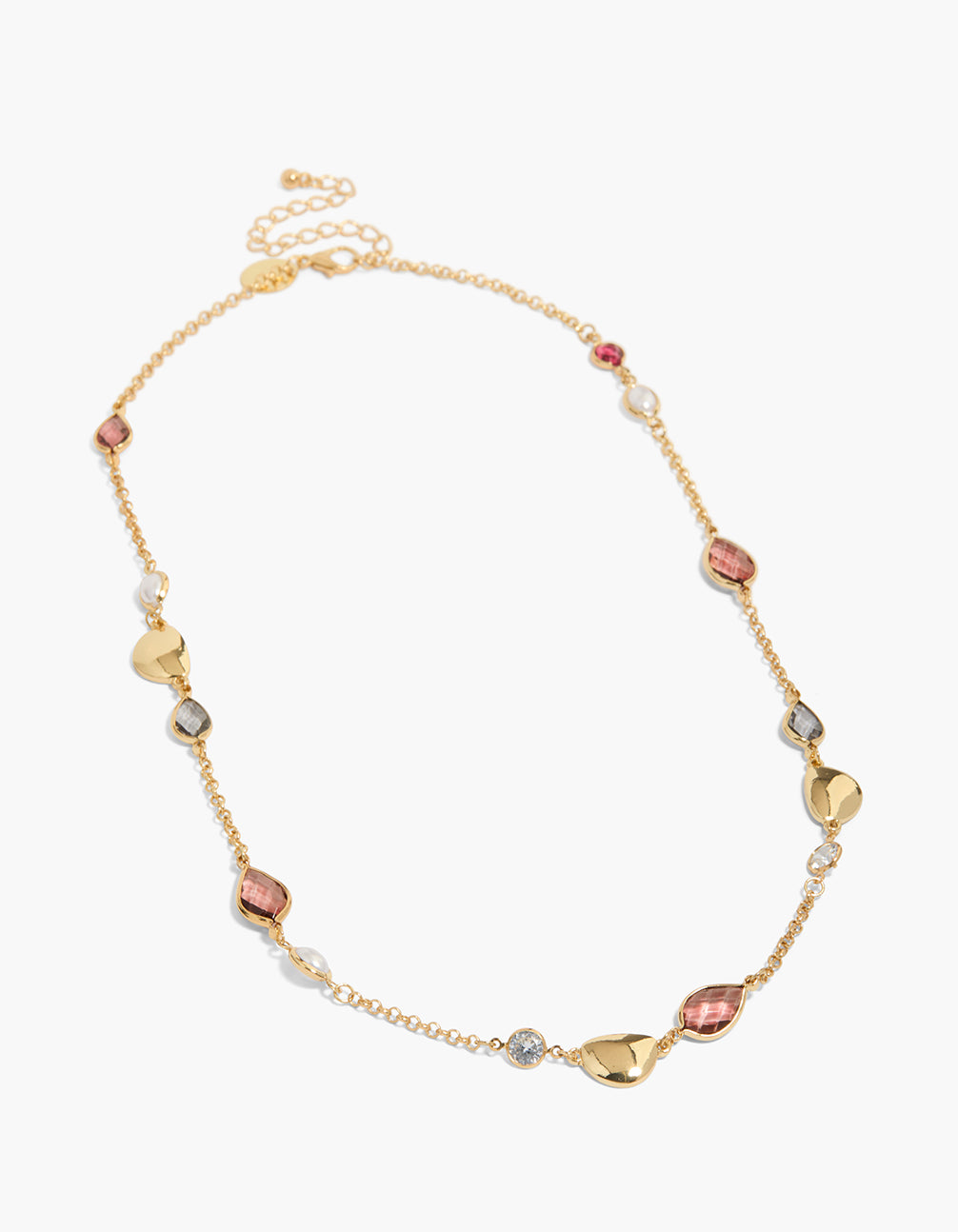 Gold Plated Cubic Zirconia & Large Stones Necklace