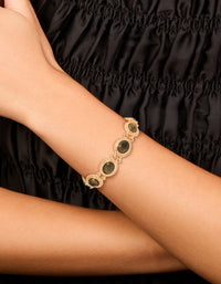Gold Brown Oval Stone Bracelet - link has visual effect only