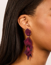 Burgundy Coated Metal Petal Drop Earrings - link has visual effect only