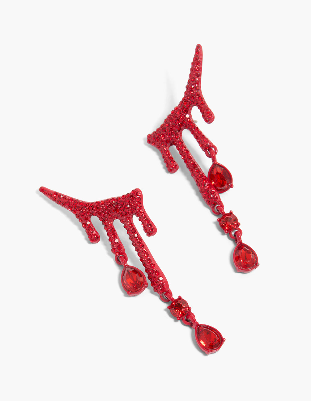 Red Coated Metal Blood Droplet Drop Earrings