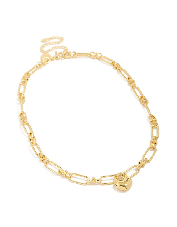 Presenting a waterproof gold plated stainless steel chunky bubble heart statement necklace front view