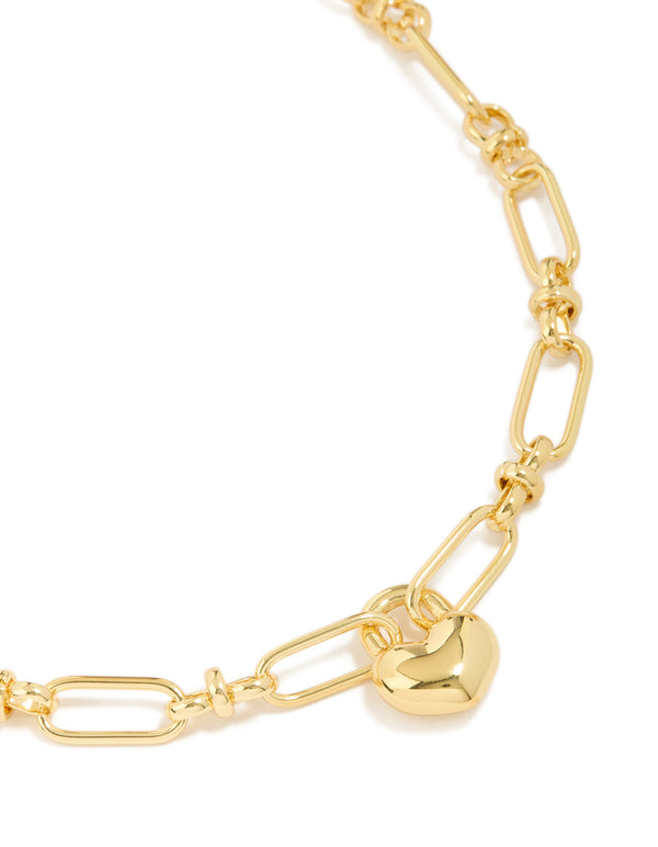 Showcasing a waterproof gold plated stainless steel chunky bubble heart statement necklace close up view