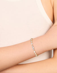 Discover this waterproof gold plated stainless steel with cubic zirconia bracelet on wrist view - link has visual effect only