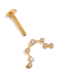 Crafted from surgical steel celestial constellation flat back stud with cubic zirconia in gold detail view - link has visual effect only