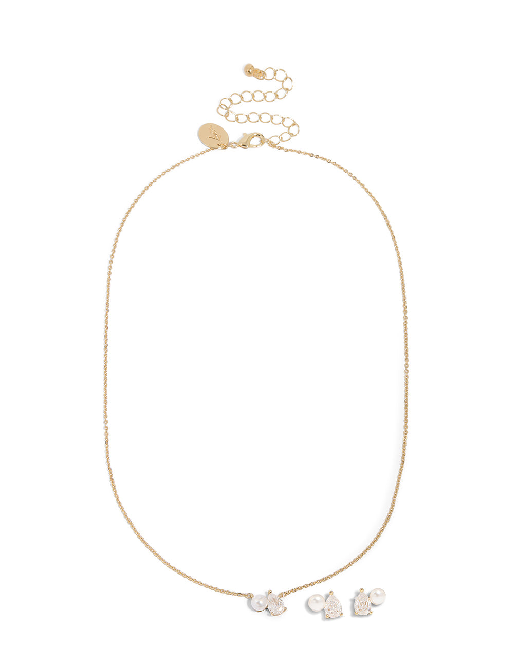 Gold Plated Toi Et Moi Cubic Zirconia Necklace & Earrings Pack
