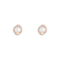 Rose Gold Diamante Pearl Stud Earrings - link has visual effect only