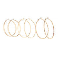 Gold 3 Style Hoop Earring Pack - link has visual effect only
