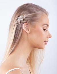 Rose Gold Floral Crystal Pearl Hair Clip - link has visual effect only
