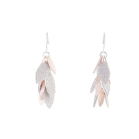 Silver Rose Gold Glitter Leaf Drop Earrings - link has visual effect only