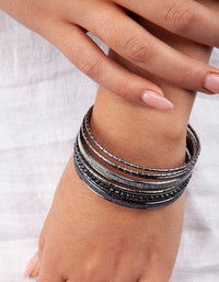 Gunmetal Cup Chain Glitter Bangle Pack - link has visual effect only