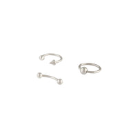 Surgical Steel Rhodium Spike Ring Barbell Pack - link has visual effect only
