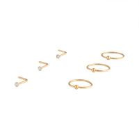 Shiny Gold Ball Nose Ring Stud 6-Pack - link has visual effect only