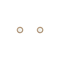 White Round Facet Stud Earrings Gold Border - link has visual effect only