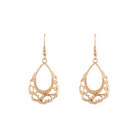 Gold Open Decorative Teardrop Earrings - link has visual effect only