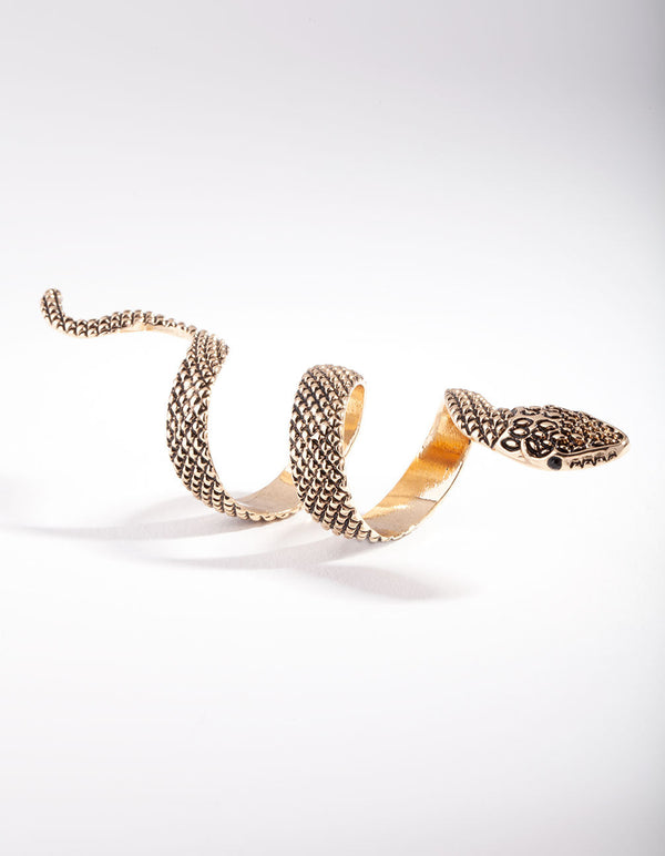 Antique Gold Snake Wrap Around Ring