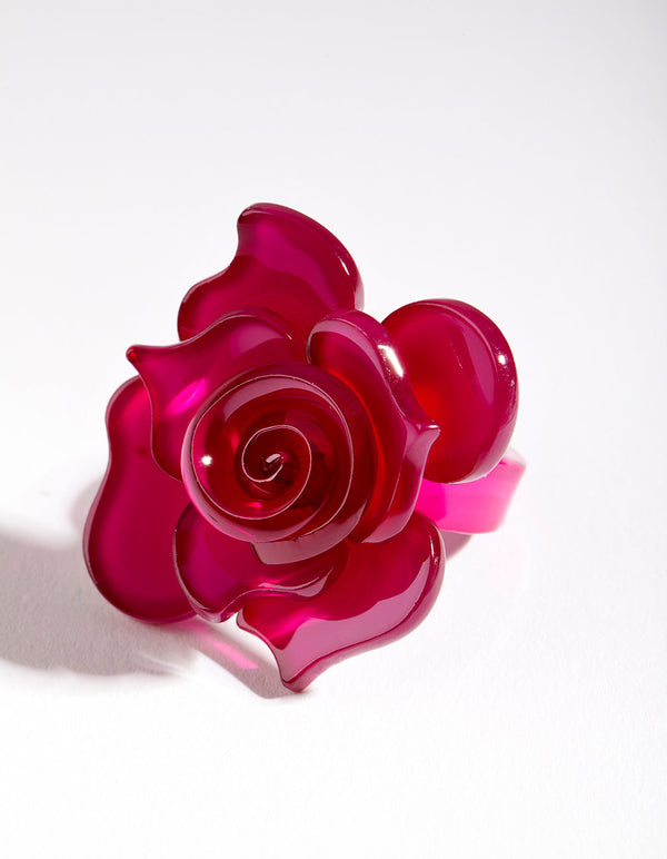 Acrylic Pink Flower Ring