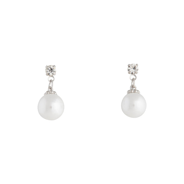 Small Diamante Pearlised Bead Drop Earrings