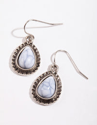Antique Silver Etched Tear Simple Drop Earrings - link has visual effect only