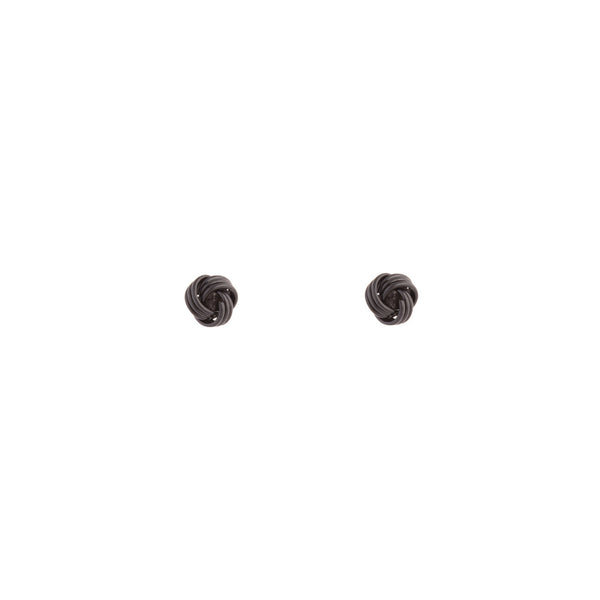 Solid Black Mini Knot Stud Earrings