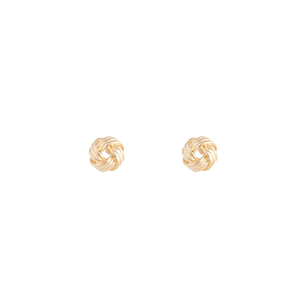Gold Textured Knot Stud Earrings