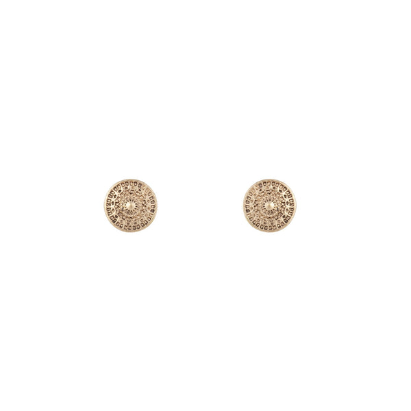 Gold Etched Disc Earrings