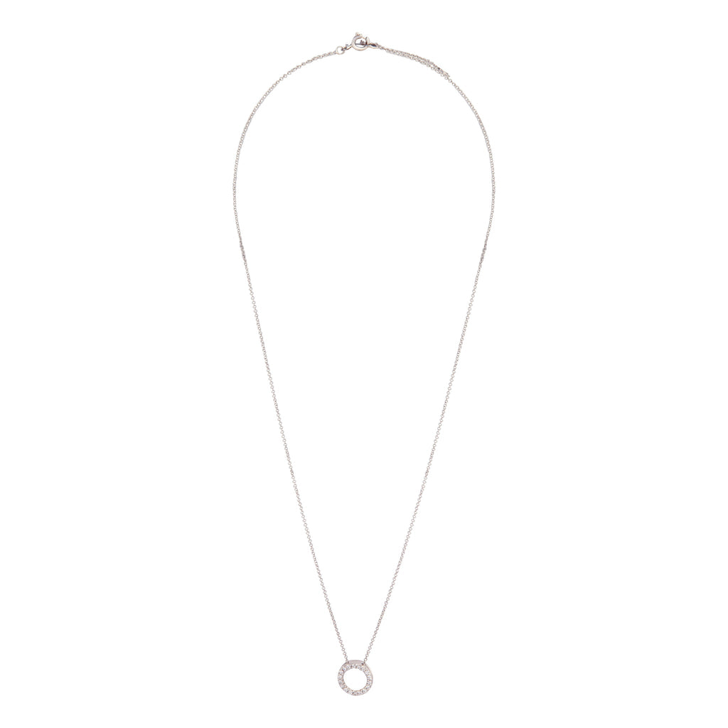 Sterling Silver Diamante Circle Pendant Necklace