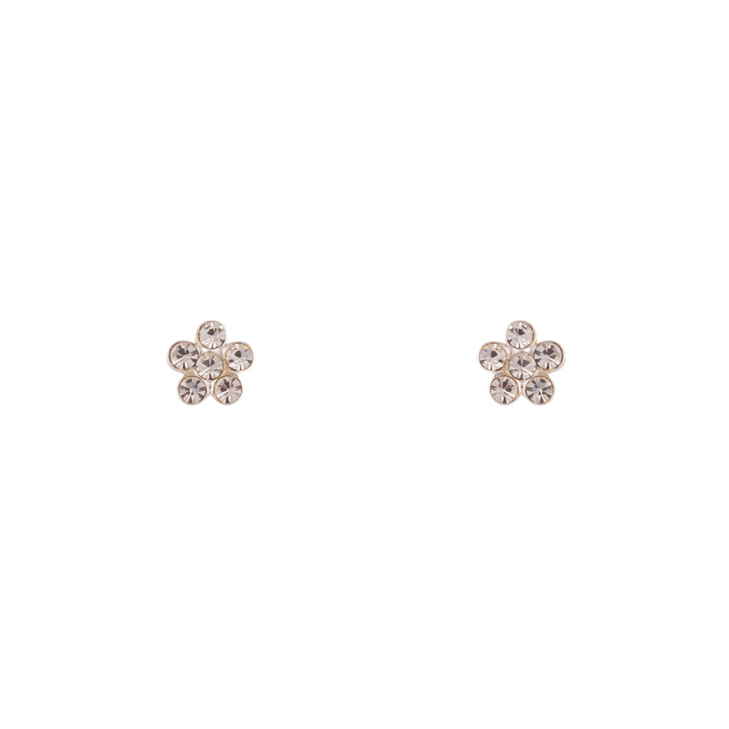 Sterling Silver Mini Diamante Flower Stud Earrings