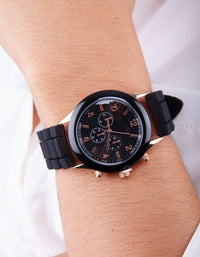 Black Sport Silicone Strap Watch - link has visual effect only