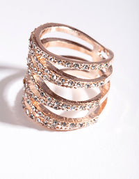 Rose Gold Zig Zag Diamante Row Ring - link has visual effect only