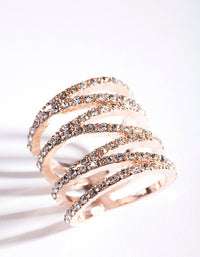 Rose Gold Zig Zag Diamante Row Ring - link has visual effect only
