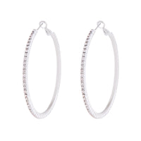 Silver Square Edged Diamante Detailed Hoop Earrings - link has visual effect only