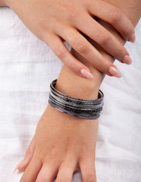 Gunmetal Cup Chain Glitter Bangle Pack - link has visual effect only