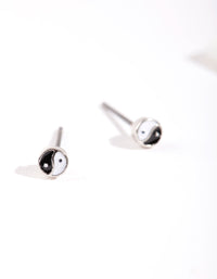 Rhodium Mini Yin-Yang Stud Earrings - link has visual effect only